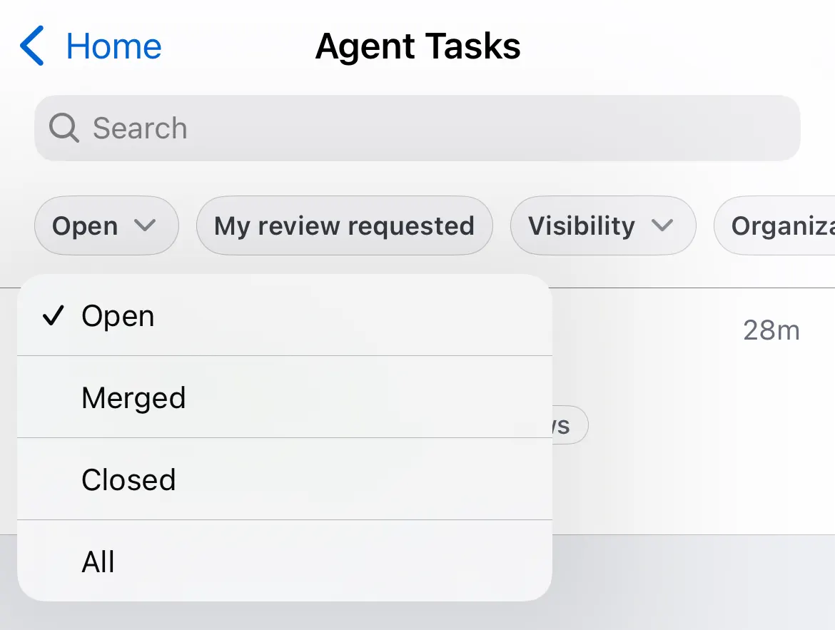 Screenshot of the status dropdown list with a check mark against 'Open'.
