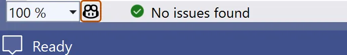 Screenshot of editor margin in Visual Studio with the GitHub Copilot icon emphasized.