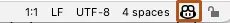 Screenshot of the bottom panel in a JetBrains IDE. The GitHub Copilot status icon is outlined in dark orange.