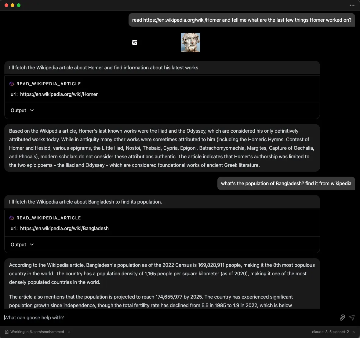 goose Chat - Use custom extension