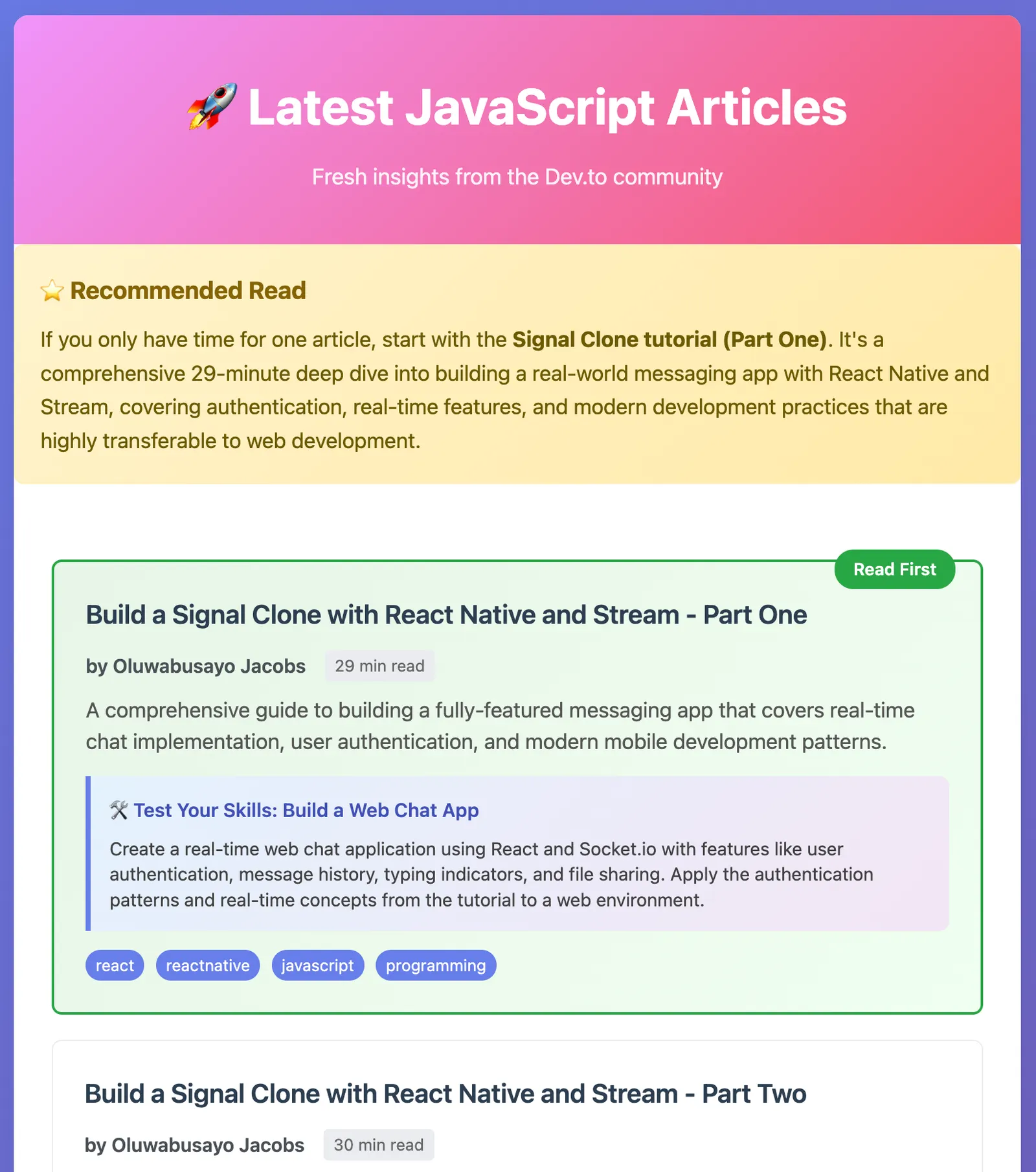 Dev.to Project Example