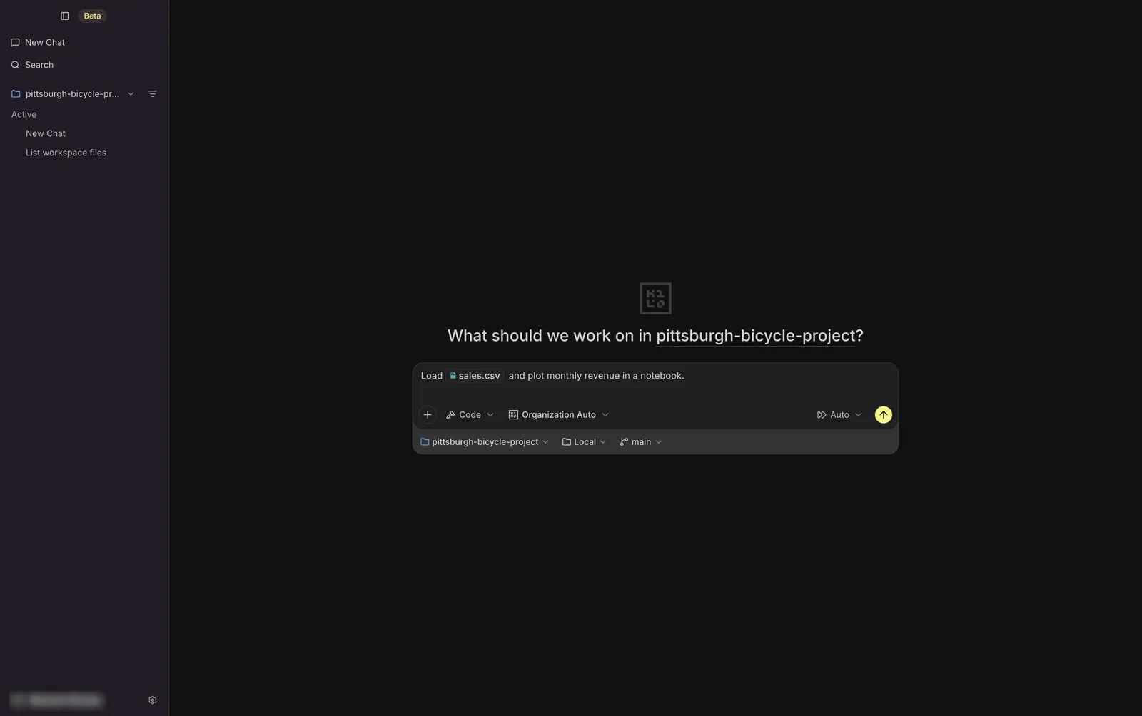 The Kilo Desktop home screen with the sidebar and a new chat