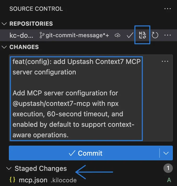 Generated commit message example