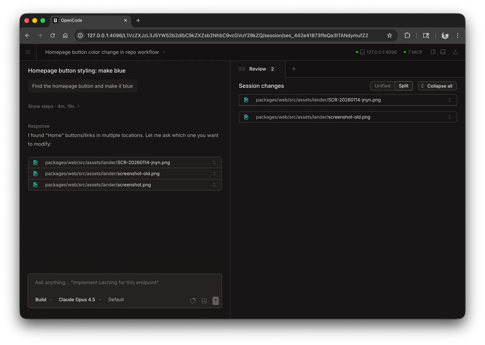 OpenCode Web - Active Session