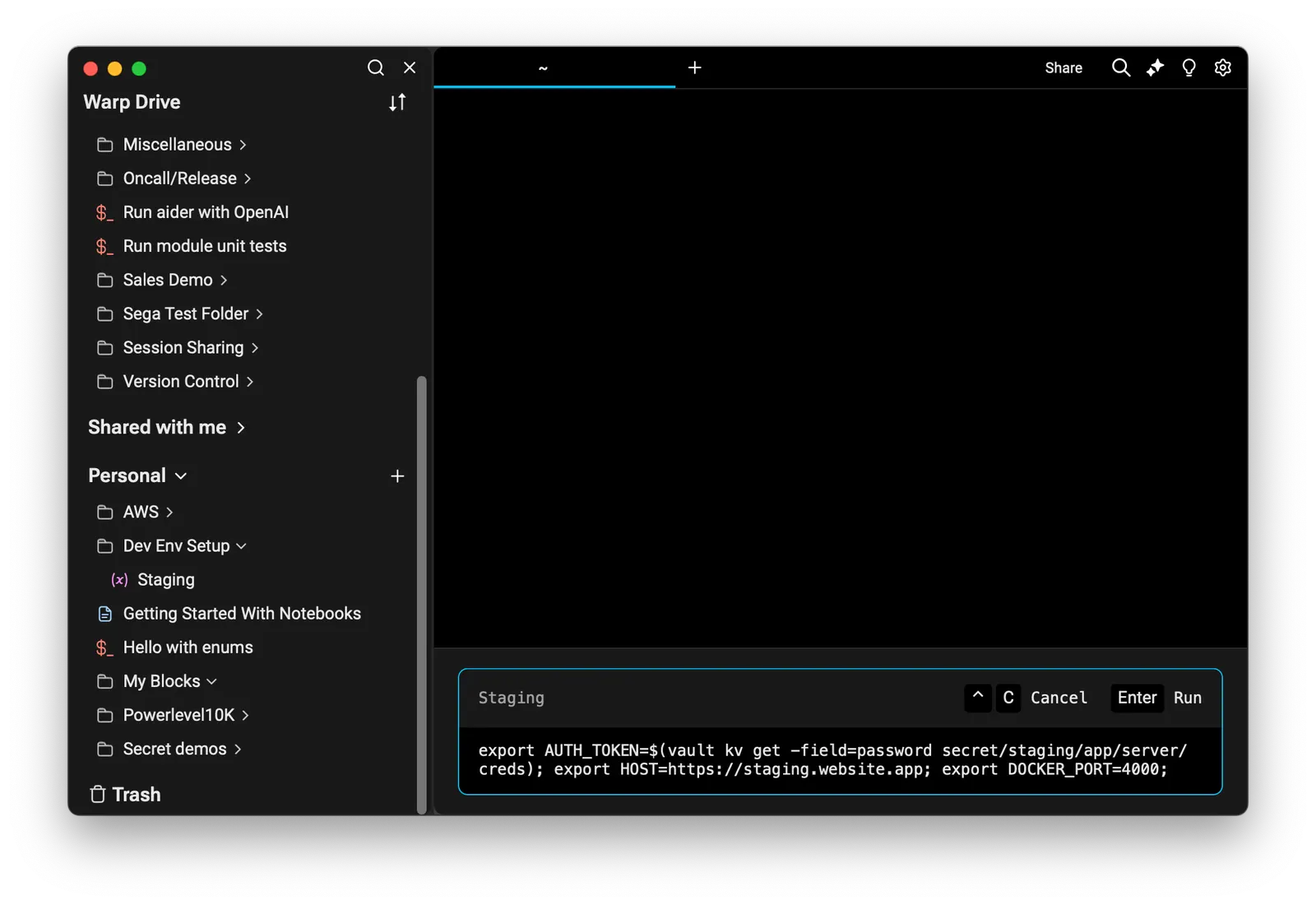 Environment variables successfully loaded into the current terminal session.
