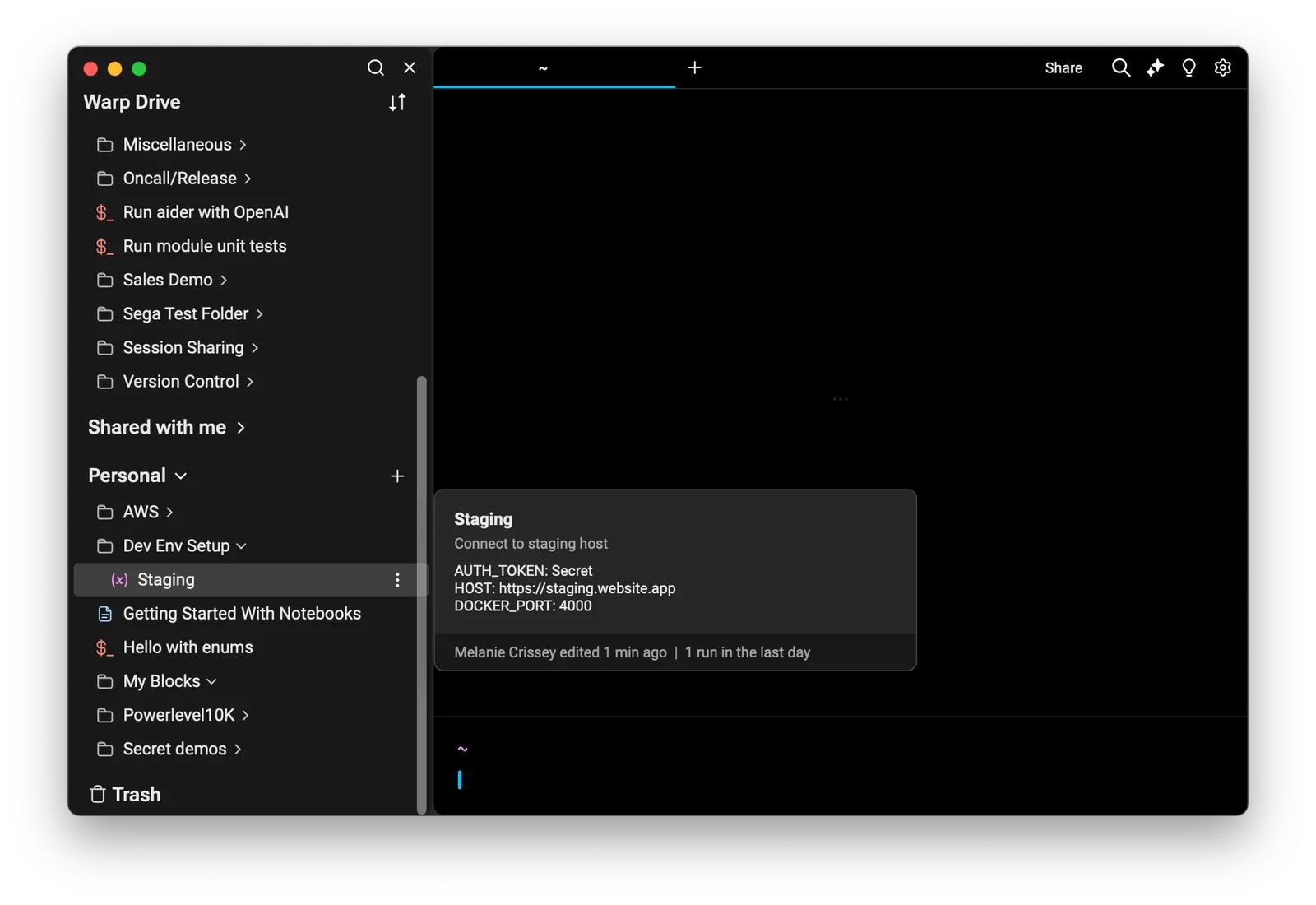 Confirmation block prompting to load environment variables into the current session.