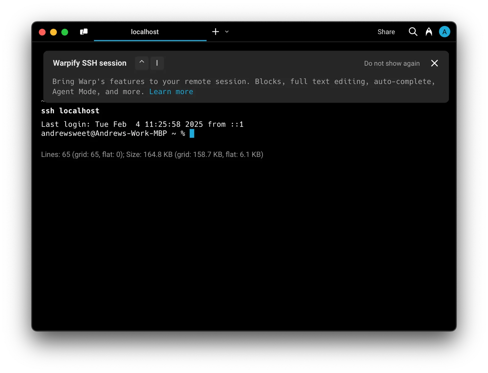 Warp prompting to Warpify a freshly-connected SSH session.
